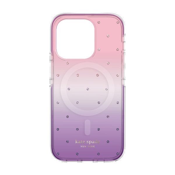 KSNY iPhone 14/15 Plus Defensive Hardshell for MagSafe, Ombre Pin Dot/Violet/Pin