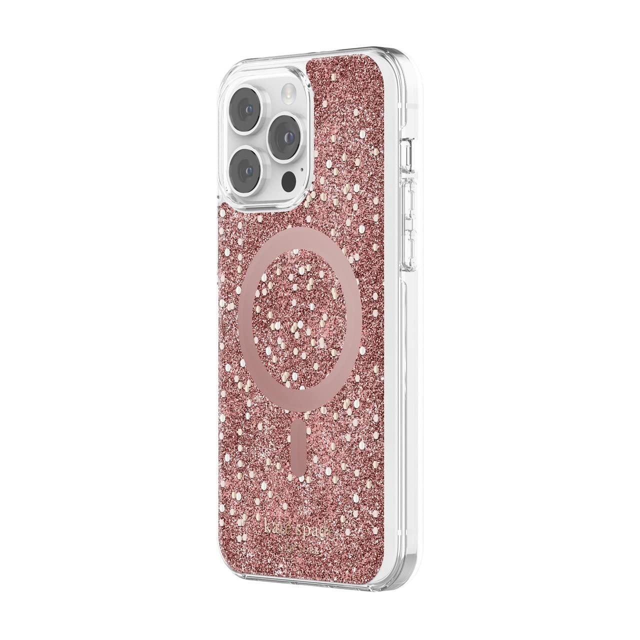 KSNY iPhone 14 Pro Max Protective Hardshell, Chunky Glitter Rose Gold/Rose Gold
