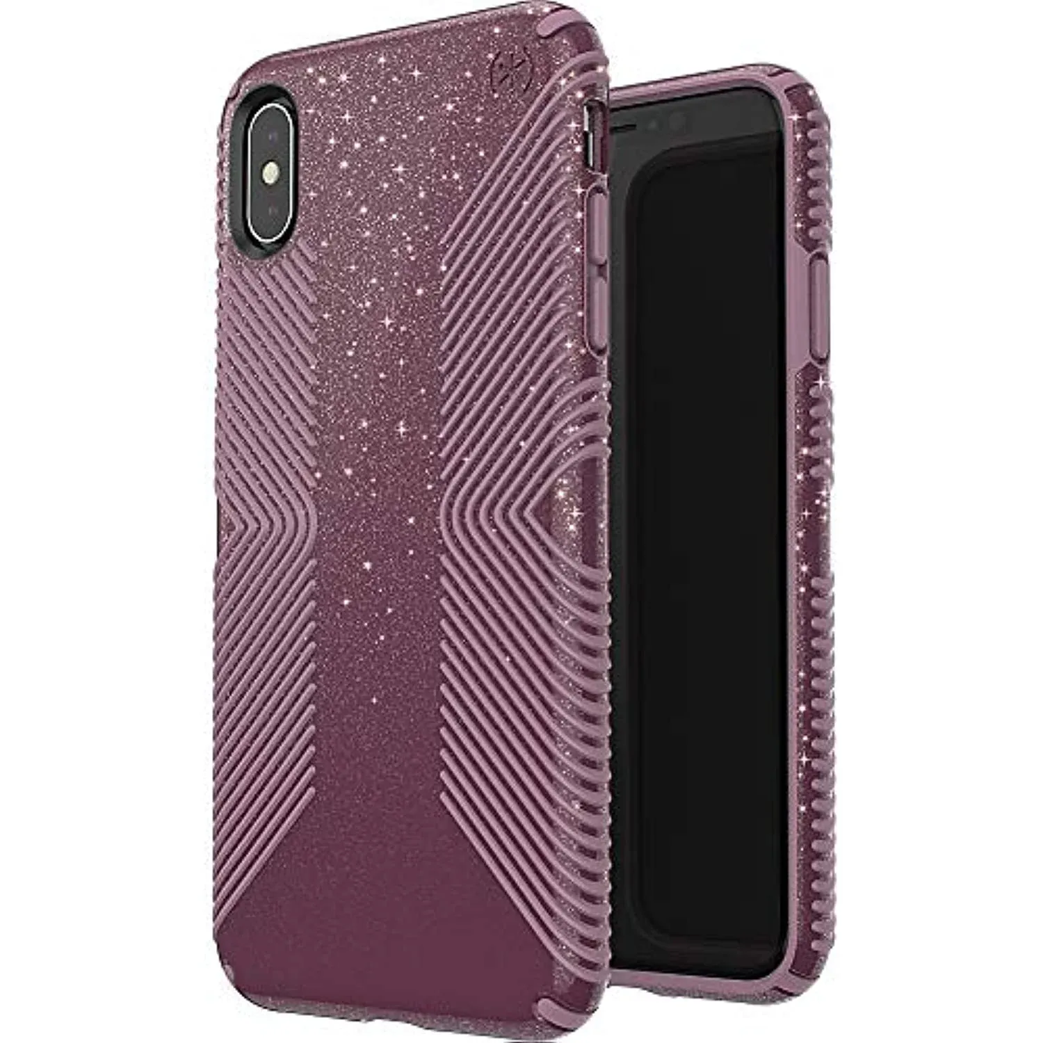 Speck iPhone Xs Max Presidio Grip Glitter, Starlit Purple With Gold Glitter/Catt