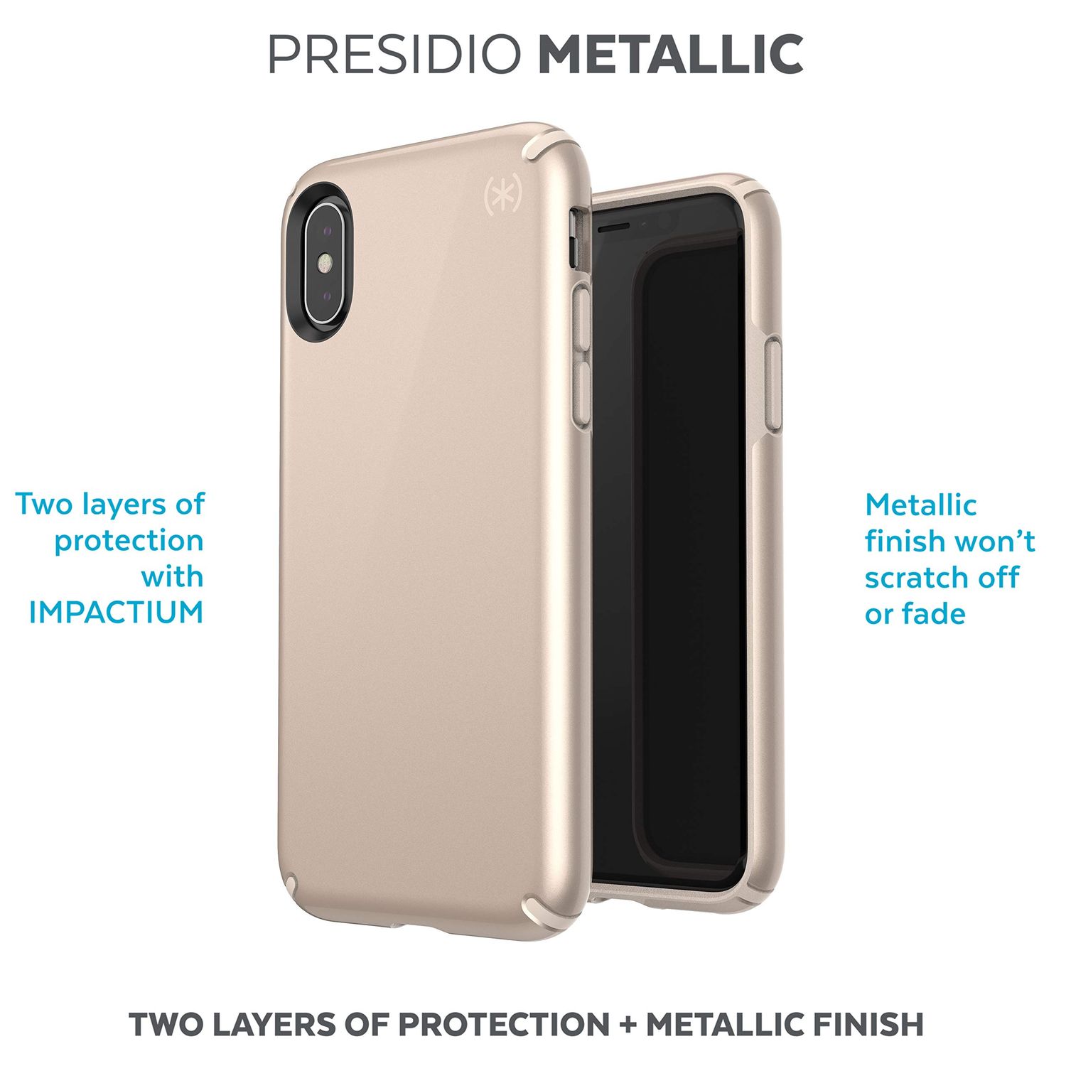 Speck iPhone Xs Max Presidio Metallic, Nude Gold Metallic/Nude Gold