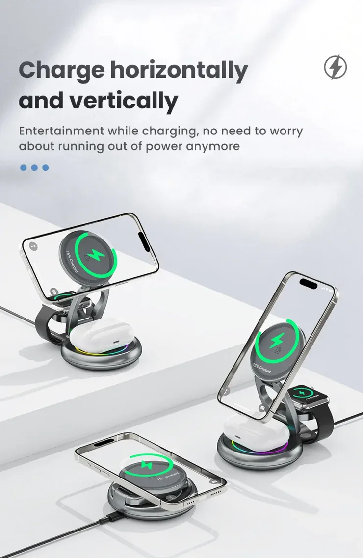 TDG LFX-208 3-in-1 Wireless Charger, Silver