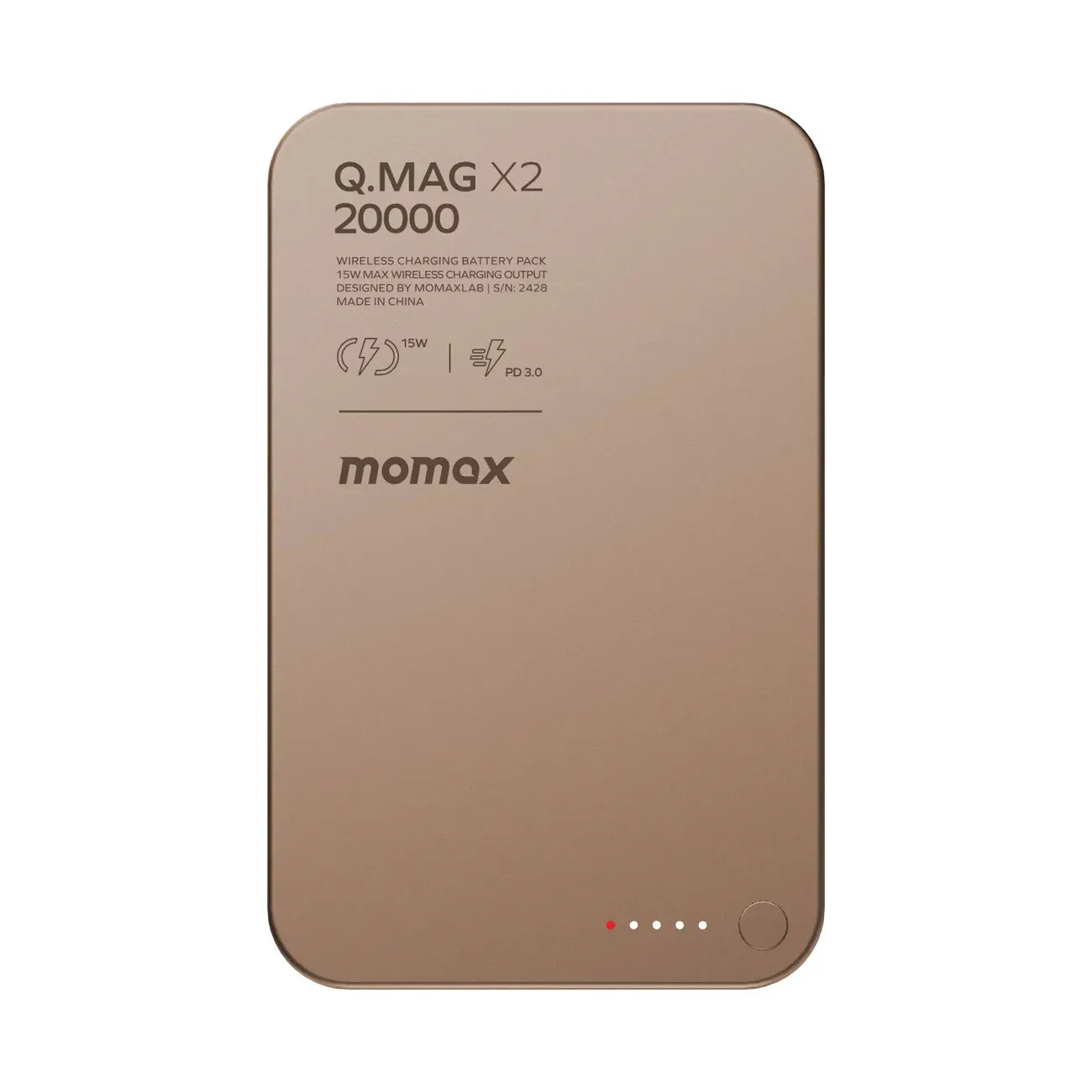 Momax Ultra Compact Magnetic Wireless Power Bank 20000mAh, Sandstone