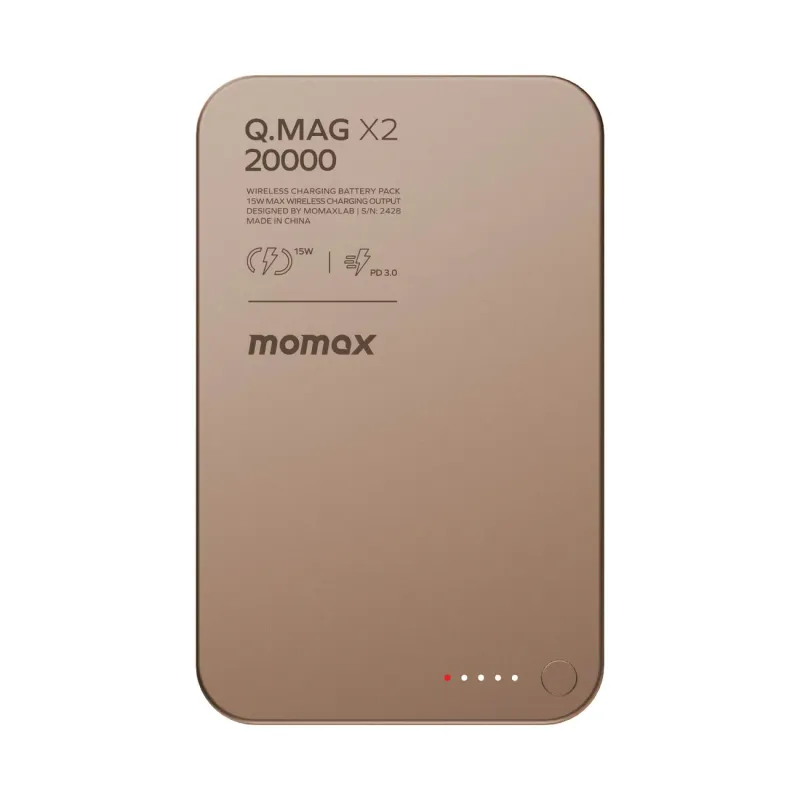 Momax Ultra Compact Magnetic Wireless Power Bank 20000mAh, Sandstone