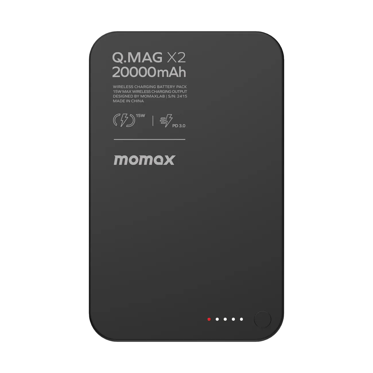 Momax Ultra Compact Magnetic Wireless Power Bank 20000mAh, Black