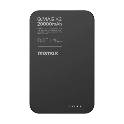 Momax Ultra Compact Magnetic Wireless Power Bank 20000mAh, Black