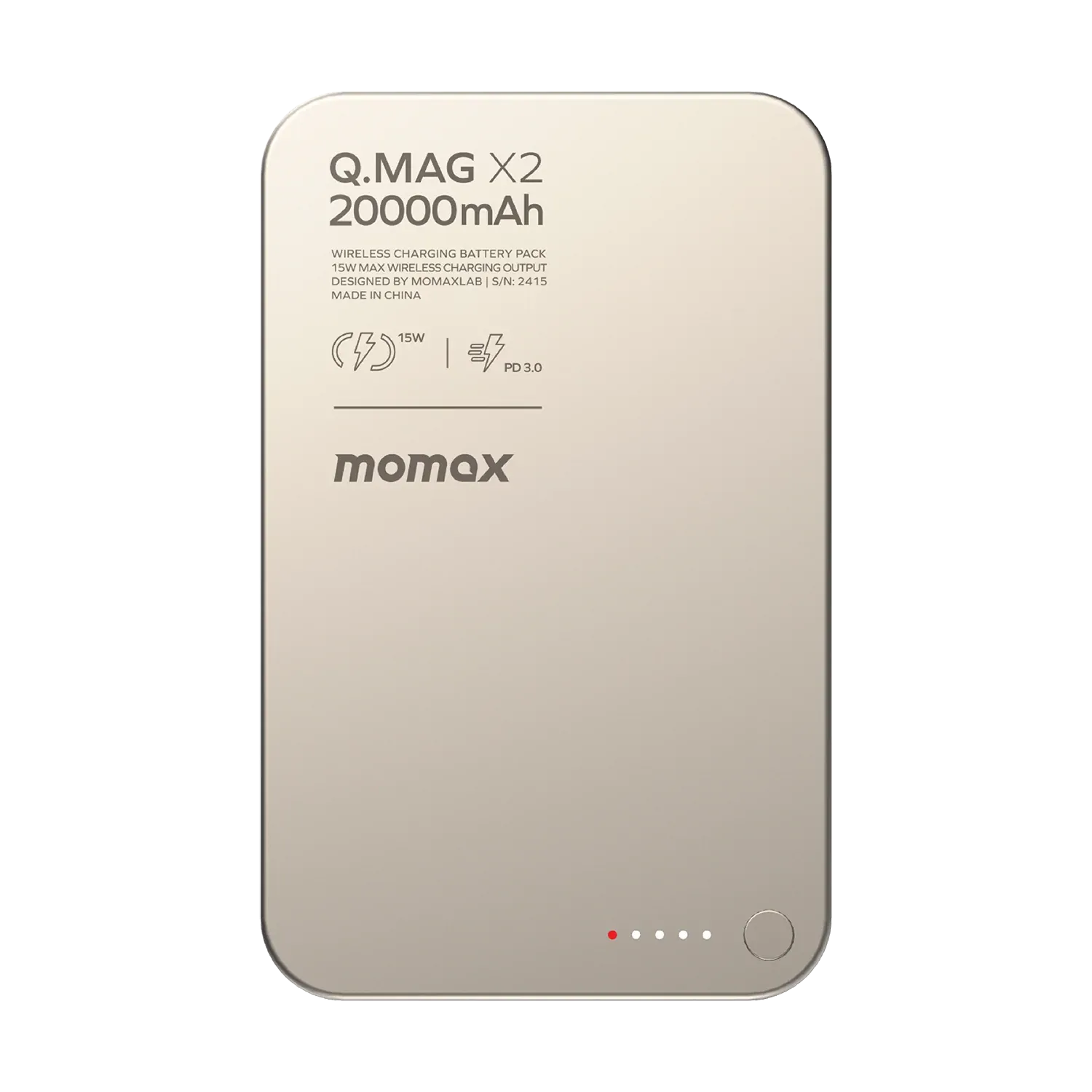 Momax Ultra Compact Magnetic Wireless Power Bank 20000mAh, Titanium Chroma