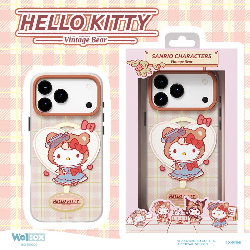 Sanrio iPhone 17 Pro Max MagSafe Case, Plaid Bear Hello Kitty