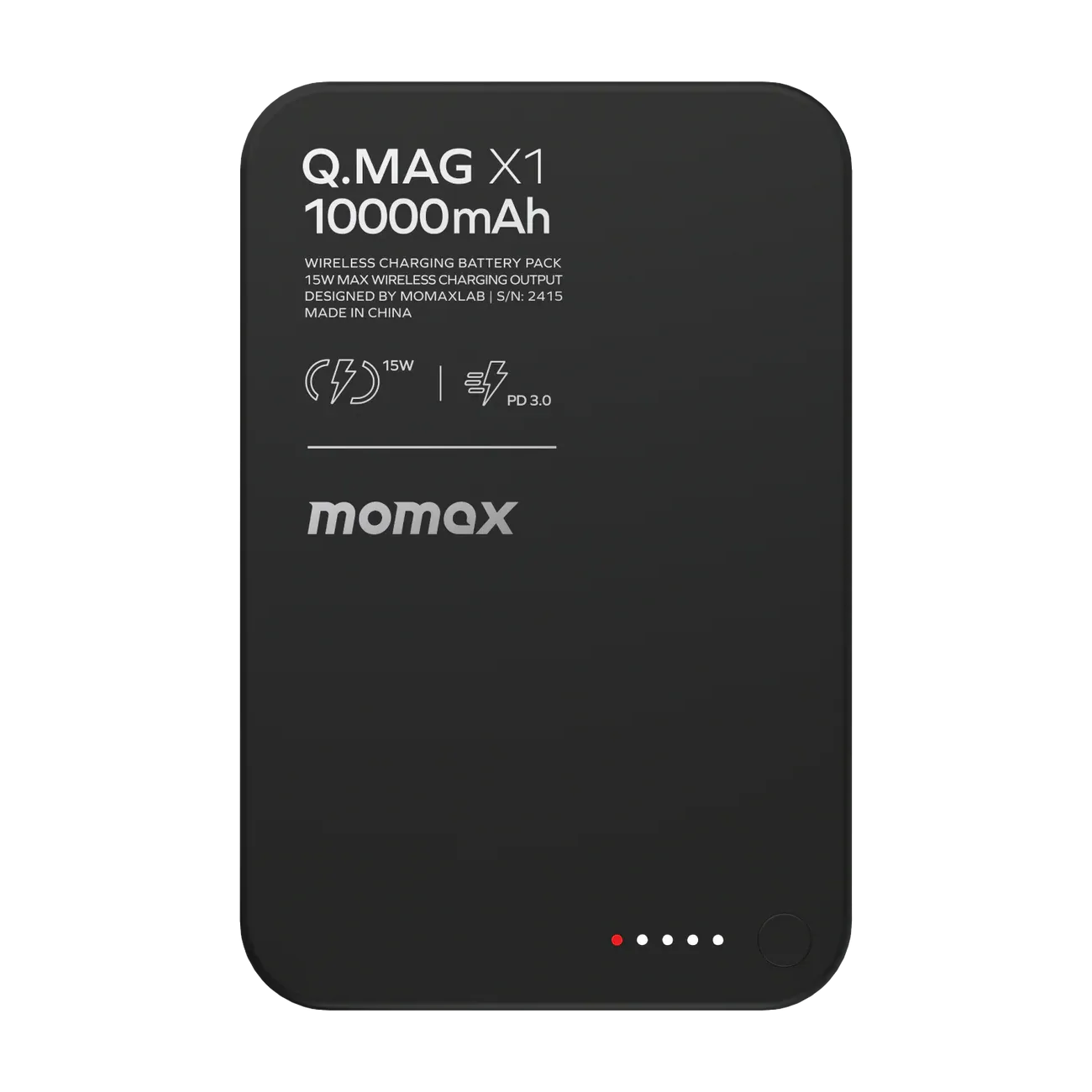 Momax Ultra Slim Magnetic Wireless Power Bank 10000mAh, Black