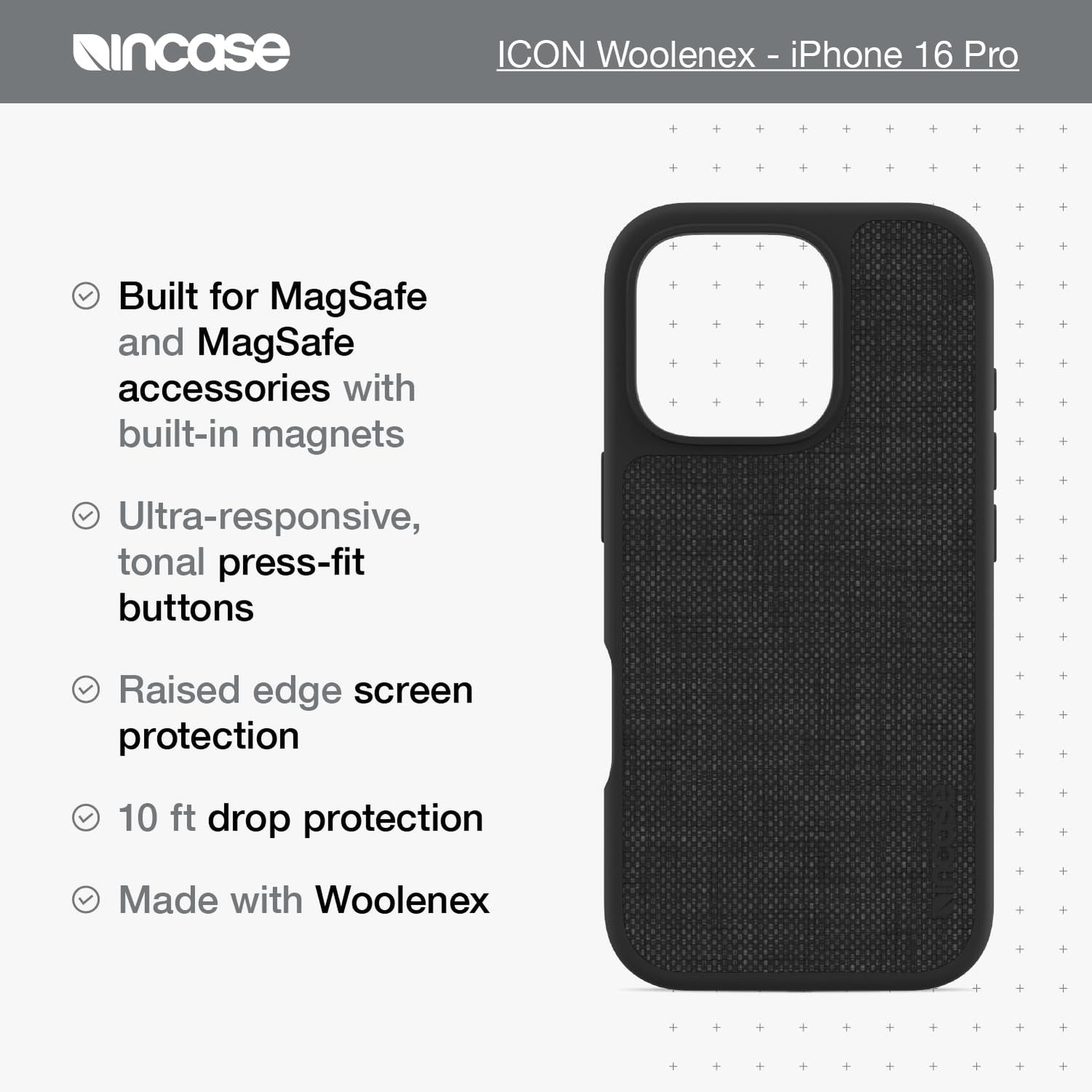 Incase iPhone 16 Pro Max ICON MagSafe, Graphite Woolenex