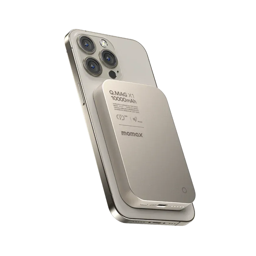 Momax Ultra Slim Magnetic Wireless Power Bank 10000mAh, Titanium Chroma