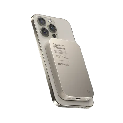 Momax Ultra Slim Magnetic Wireless Power Bank 10000mAh, Titanium Chroma