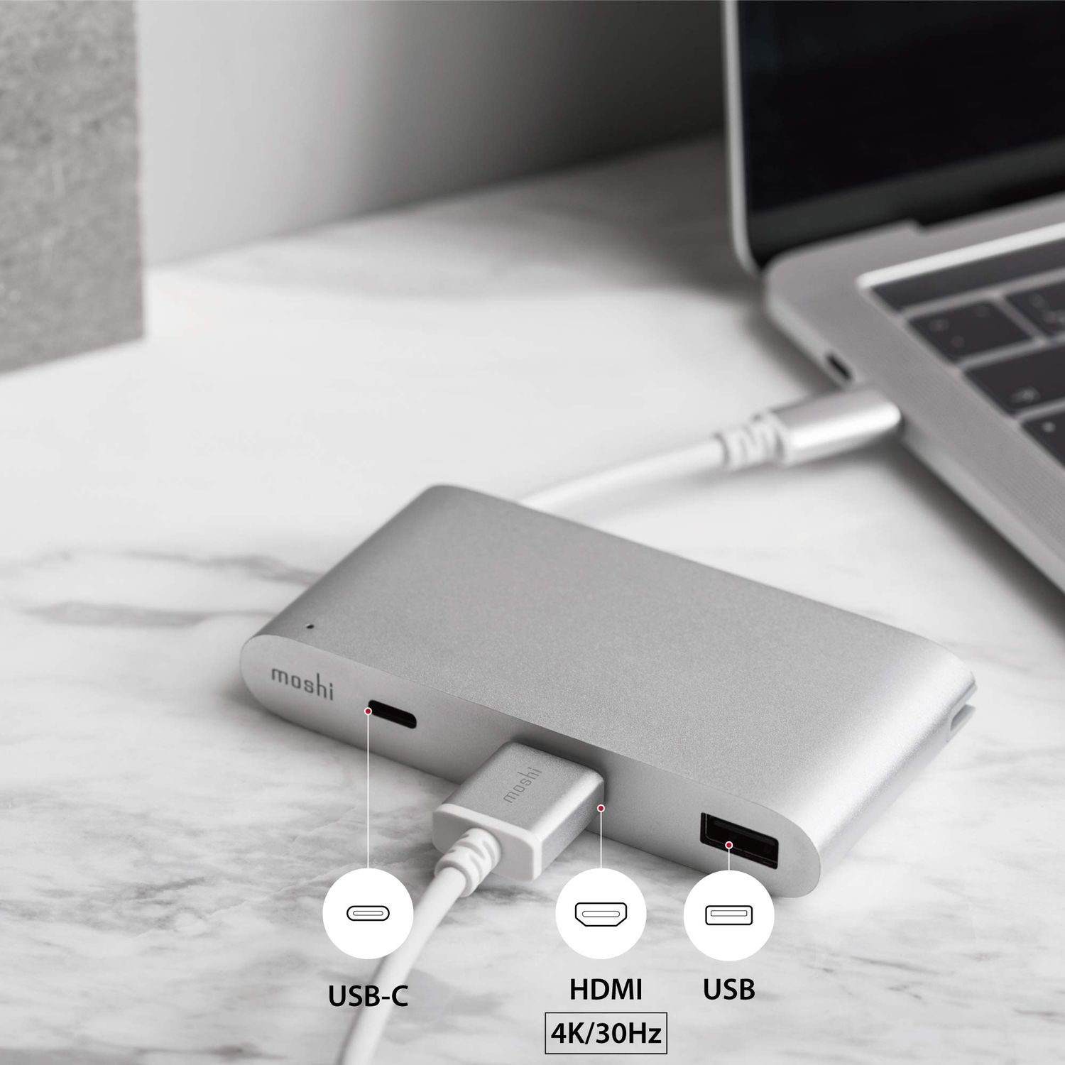 Moshi USB-C 3.1 Multiport Adapter, Golden Rose