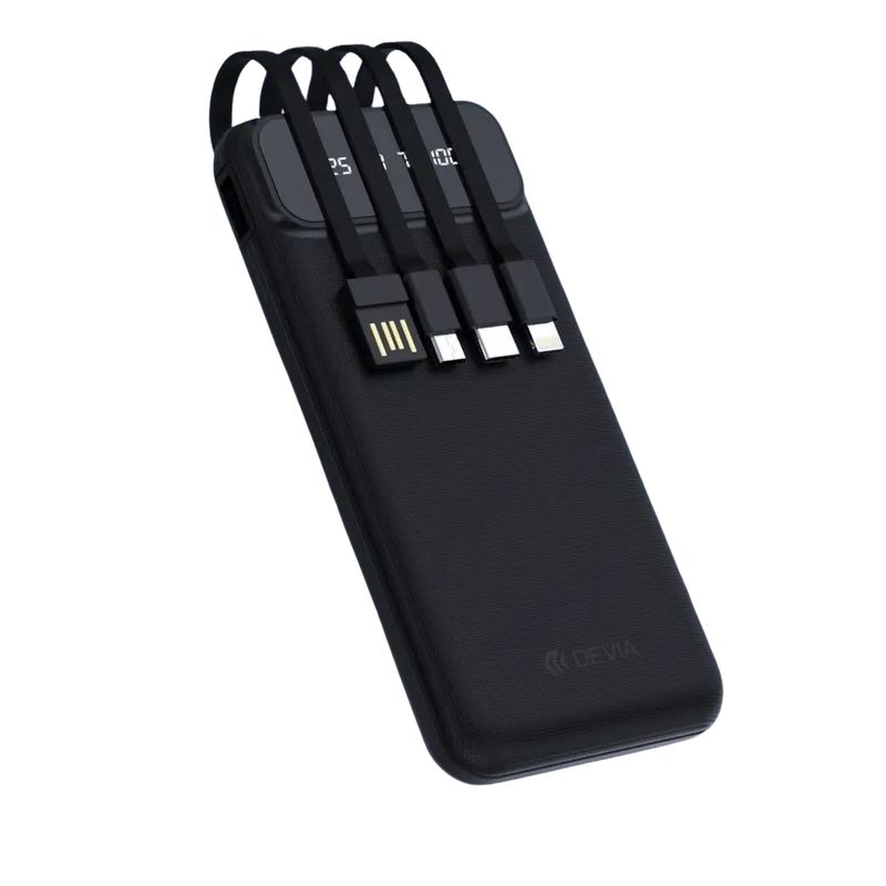 Devia Kintone Build-In 4 Cables 10,000mAh, Black