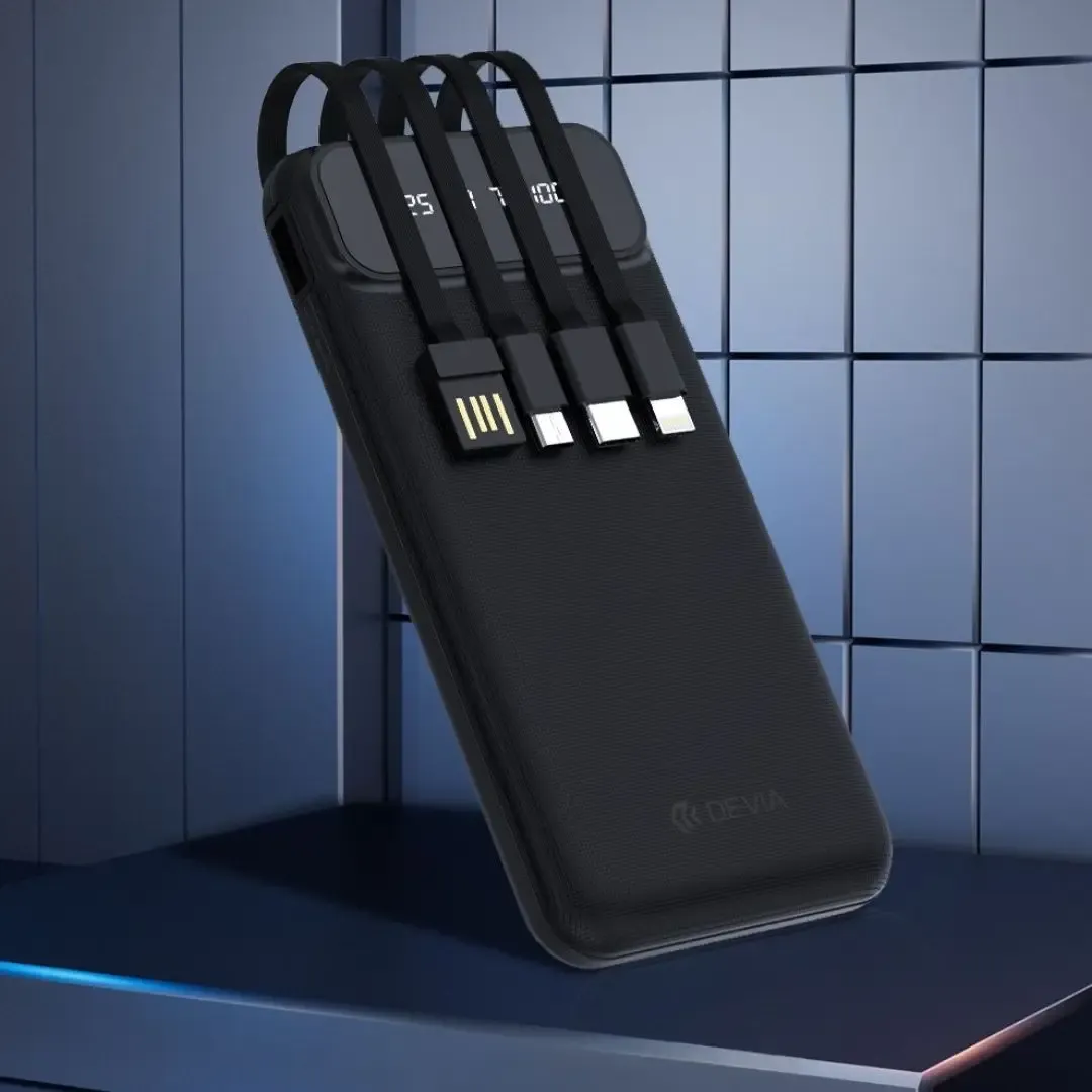 Devia Kintone Build-In 4 Cables 10,000mAh, Black