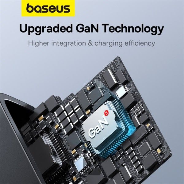 Baseus GaN5 Pro Fast Charger 2C+U 65K UK, Cluster Black