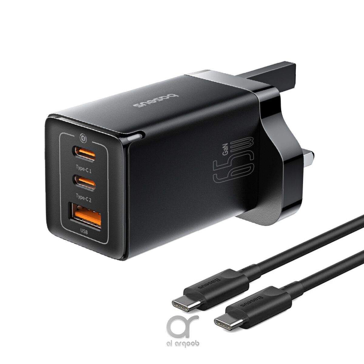 Baseus GaN5 Pro Fast Charger 2C+U 65K UK, Cluster Black