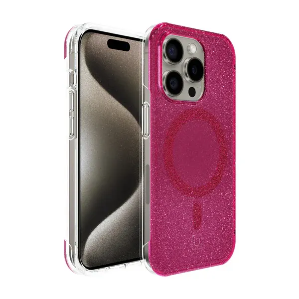 Incipio iPhone 15 Pro Forme Protective Case with MagSafe, Pop Pink Glitter