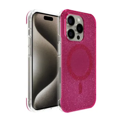 Incipio iPhone 15 Pro Forme Protective Case with MagSafe, Pop Pink Glitter
