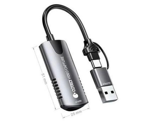 Coteci USB 3.0+Type-C Video Capture Card, Gray