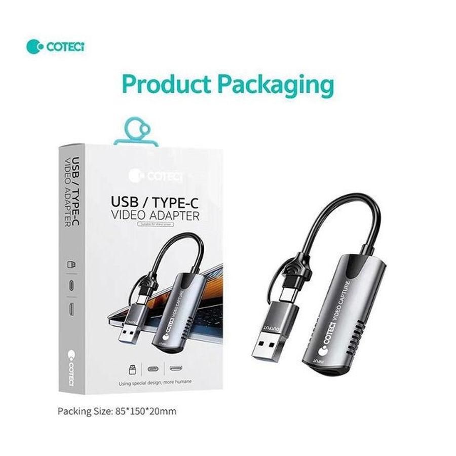 Coteci USB 3.0+Type-C Video Capture Card, Gray