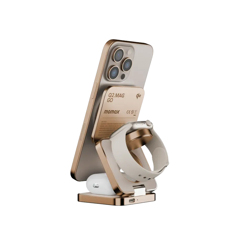 Momax UD31 Qi2 3in1 Magnetic Wireless Charging Stand, Sandstone
