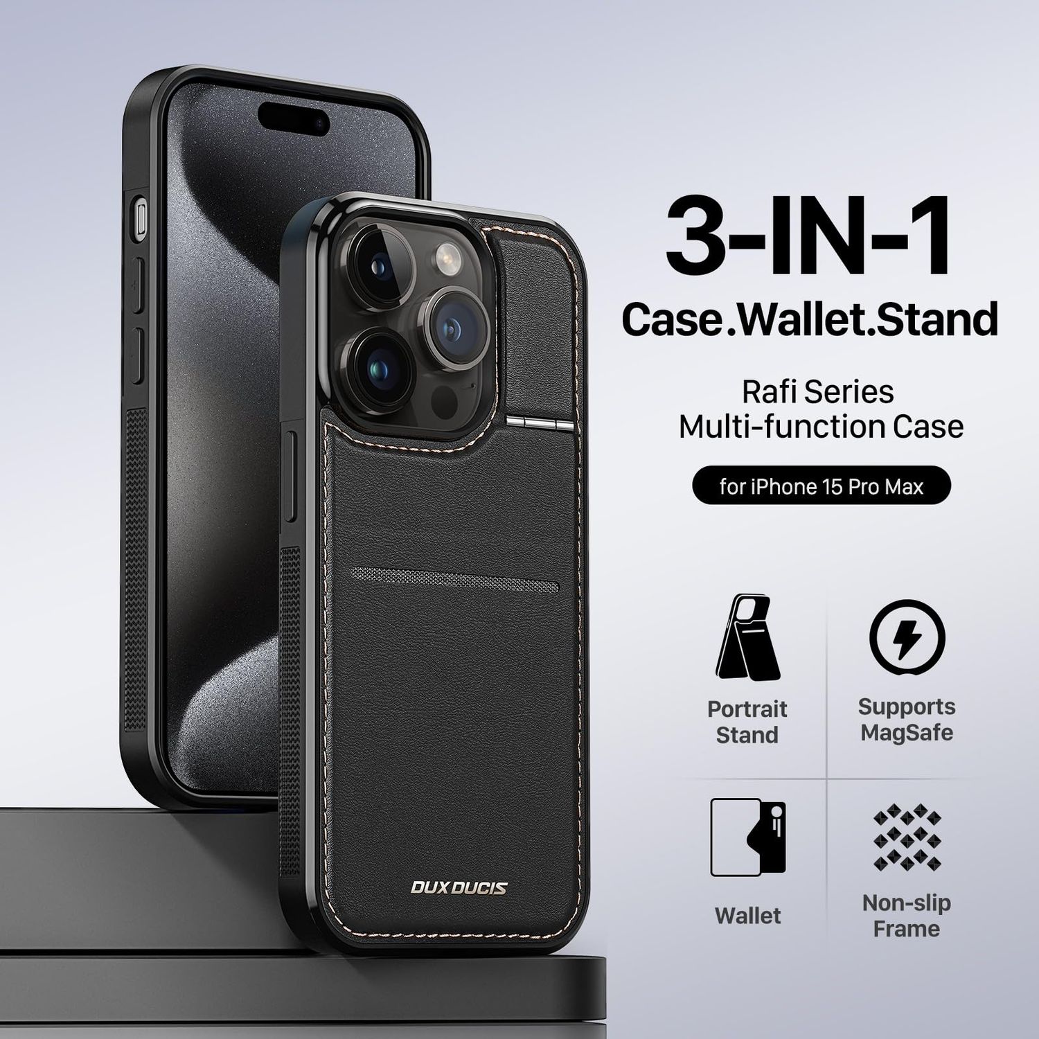 Dux Ducis iPhone 15 Pro Max Rafi with MagSafe, Black