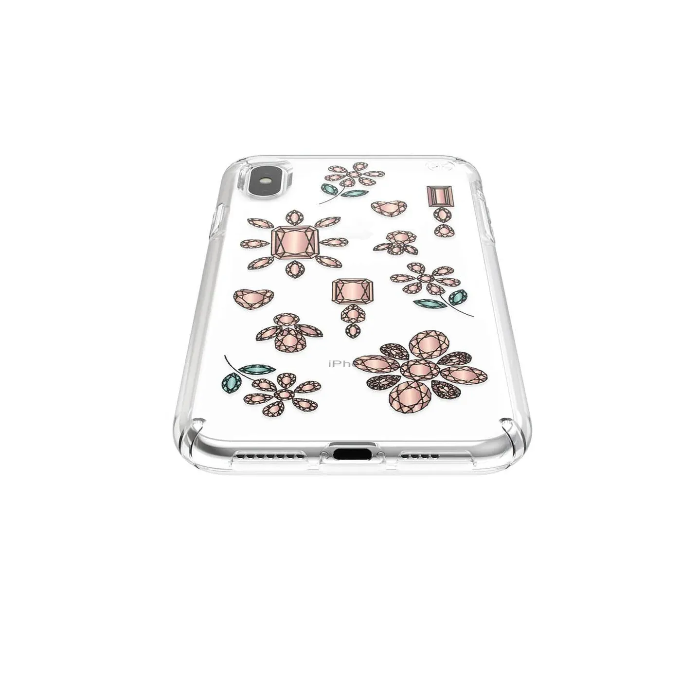 Speck iPhone Xs Presidio Clear Print, Dancing Diamonds Peach Gold/Clear