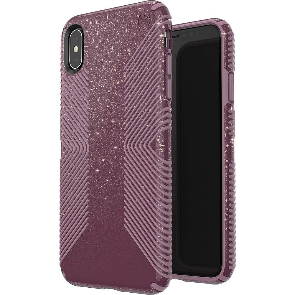 Speck iPhone Xs Presidio Grip Glitter, Starlit Purple With Gold Glitter/Cattleya