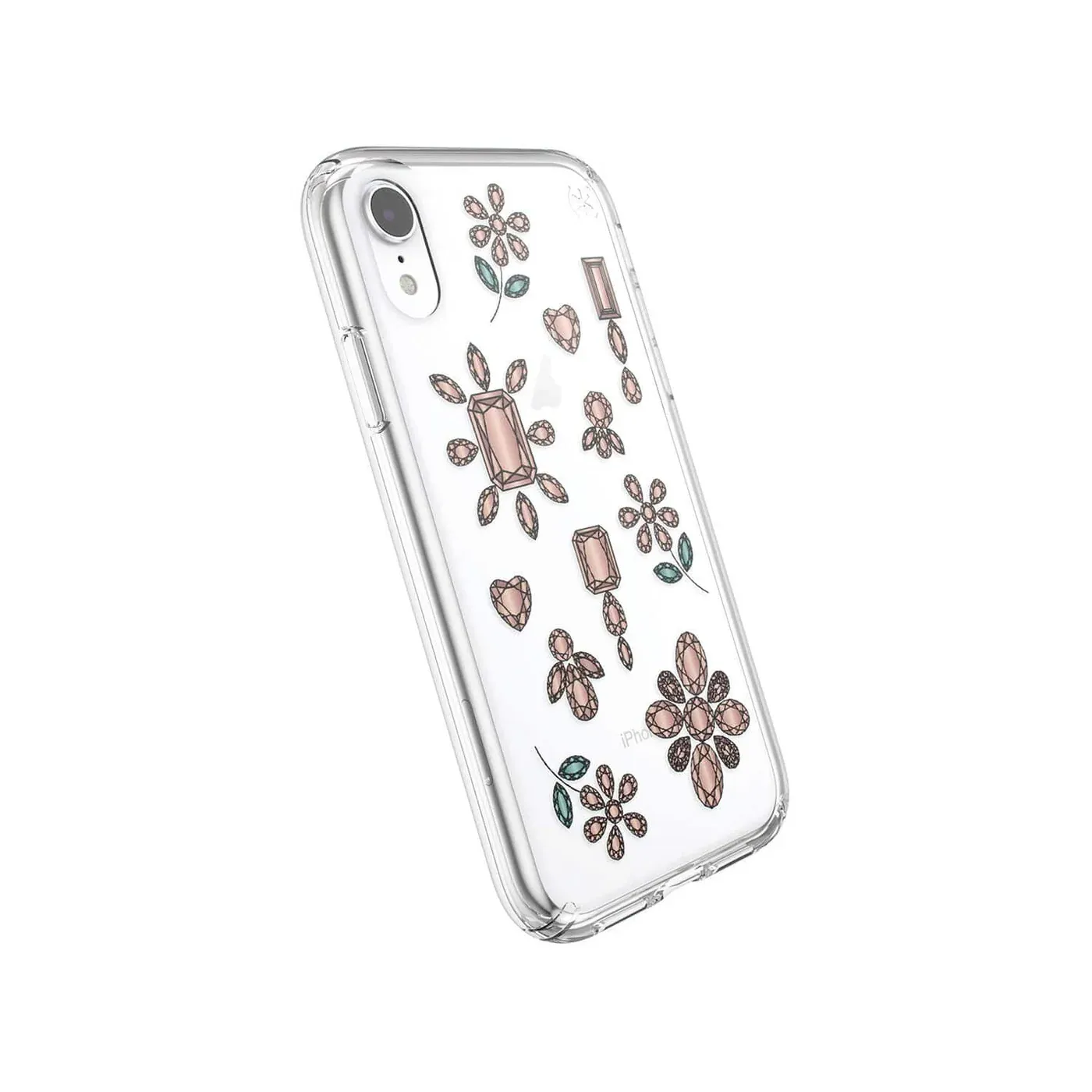 Speck iPhone XR Presidio Clear Print, Dancing Diamonds Peach Gold/Clear