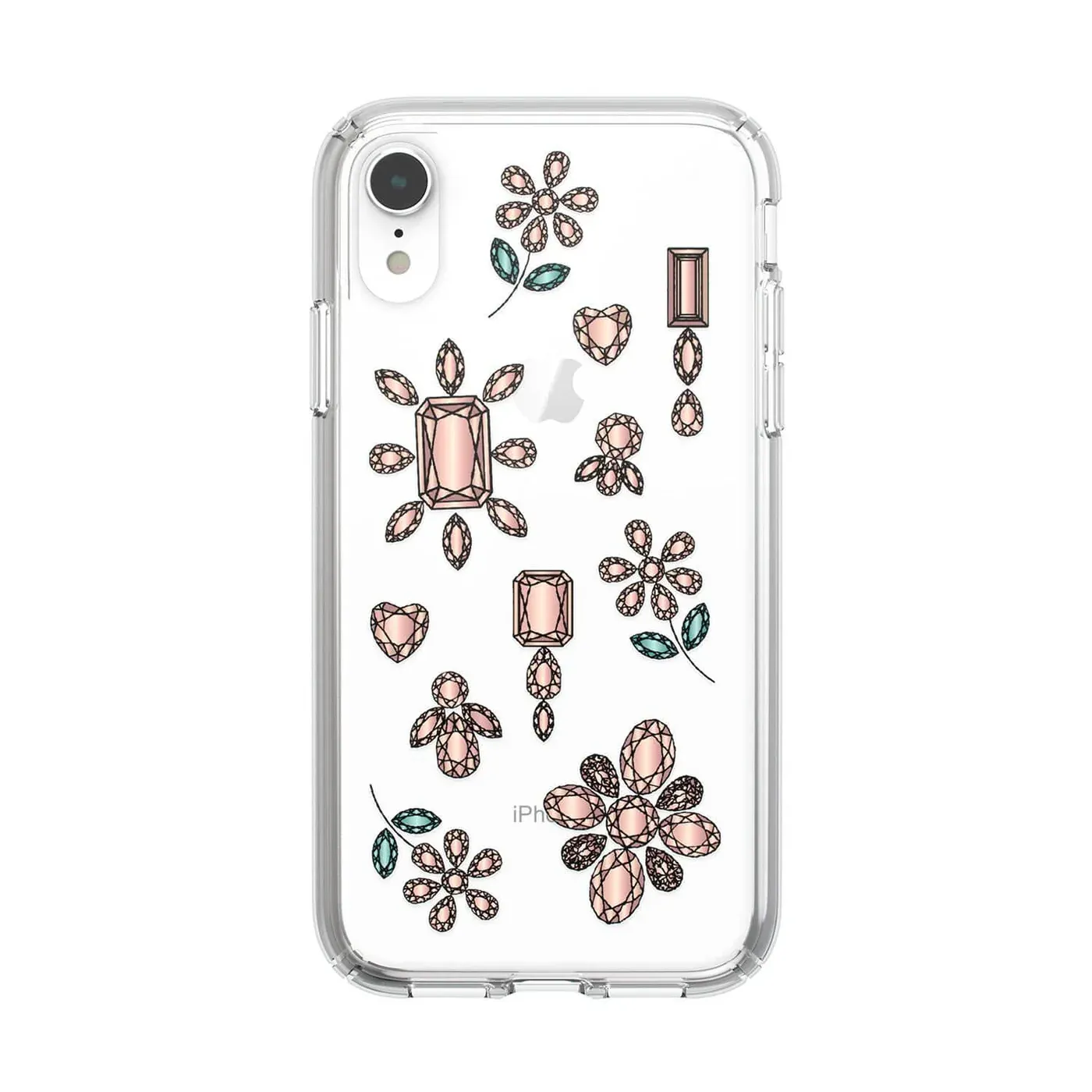 Speck iPhone XR Presidio Clear Print, Dancing Diamonds Peach Gold/Clear