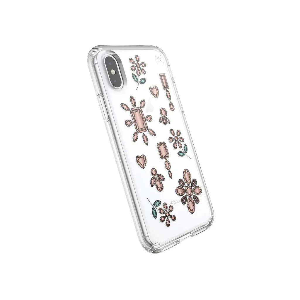Speck iPhone Xs Presidio Clear Print, Dancing Diamonds Peach Gold/Clear