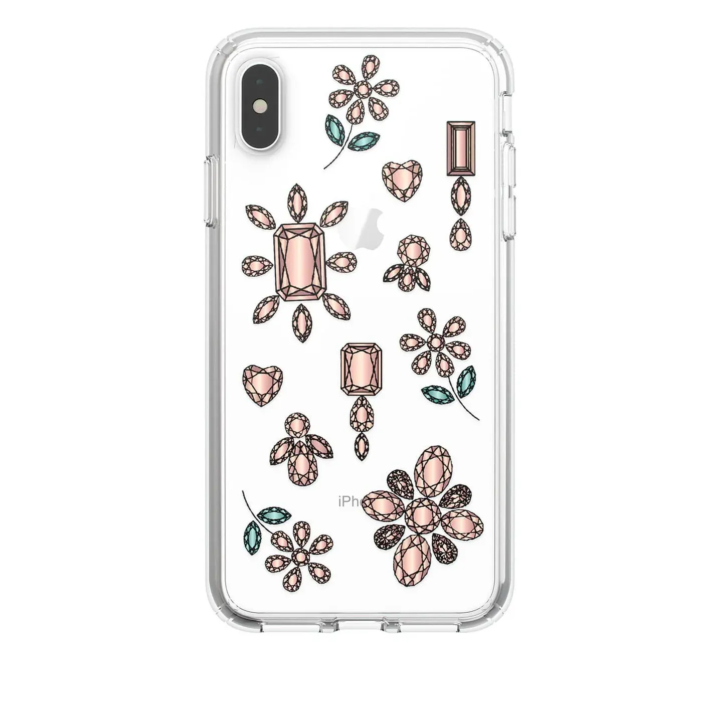 Speck iPhone Xs Presidio Clear Print, Dancing Diamonds Peach Gold/Clear