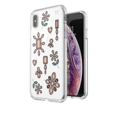 Speck iPhone Xs Presidio Clear Print, Dancing Diamonds Peach Gold/Clear
