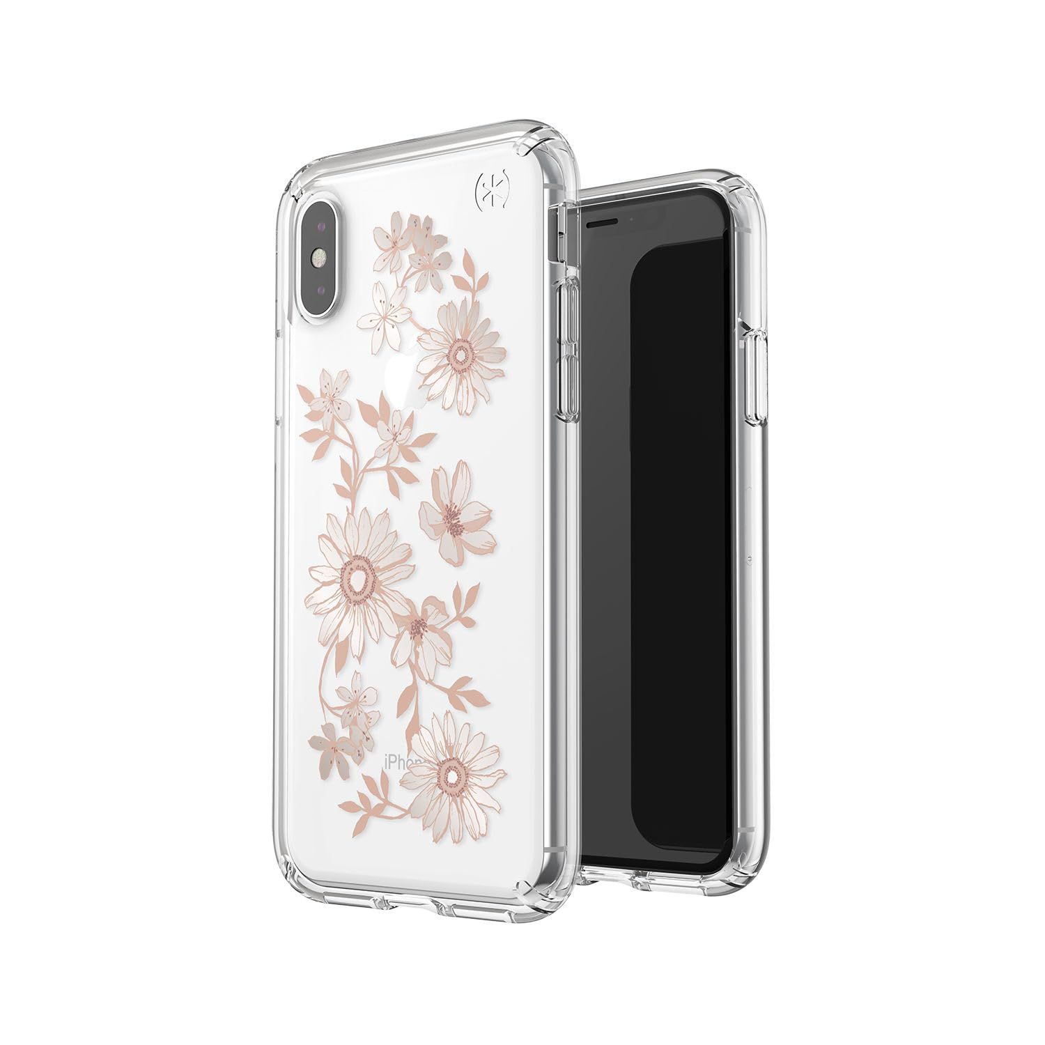 Speck iPhone Xs Presidio Clear Print, Fairy Tale Floral Fuchsia/Clear
