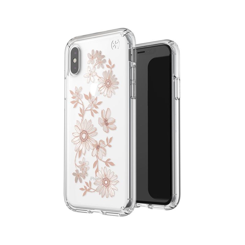 Speck iPhone Xs Presidio Clear Print, Fairy Tale Floral Fuchsia/Clear