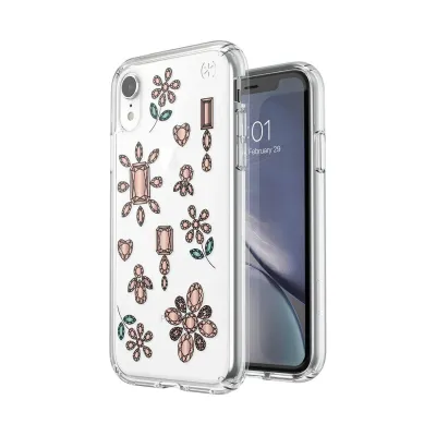 Speck iPhone XR Presidio Clear Print, Dancing Diamonds Peach Gold/Clear