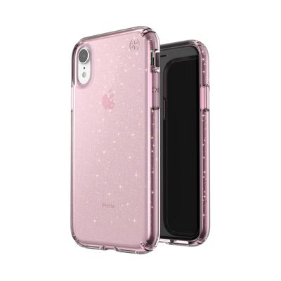 Speck iPhone XR Presidio Clear Glitter, Bella Pink With Gold Glitter