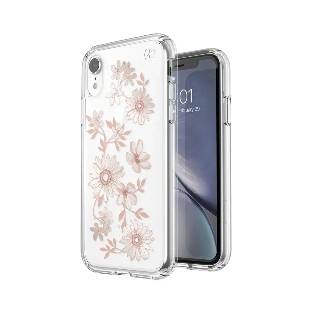 Speck iPhone XR Presidio Clear Print, Fairy Tale Floral Fuchsia/Clear