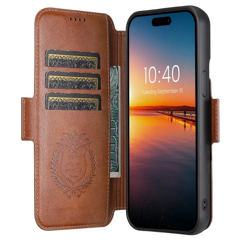 TDG Suteni iPhone 16 Pro Q6 Detachable Flip Case, BrownBlack
