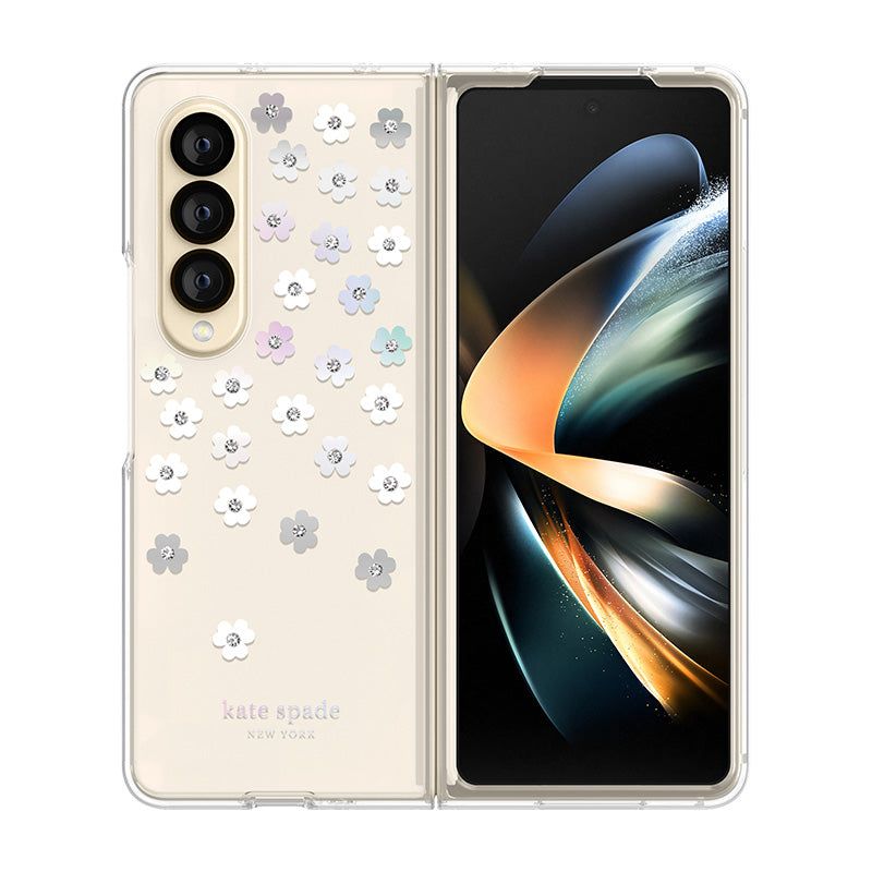 KSNY Samsung Galaxy Z Fold 4 Protective Hardshell, Scattered Flowers/Iridescent/C