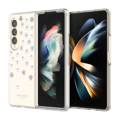 KSNY Samsung Galaxy Z Fold 4 Protective Hardshell, Scattered Flowers/Iridescent/C