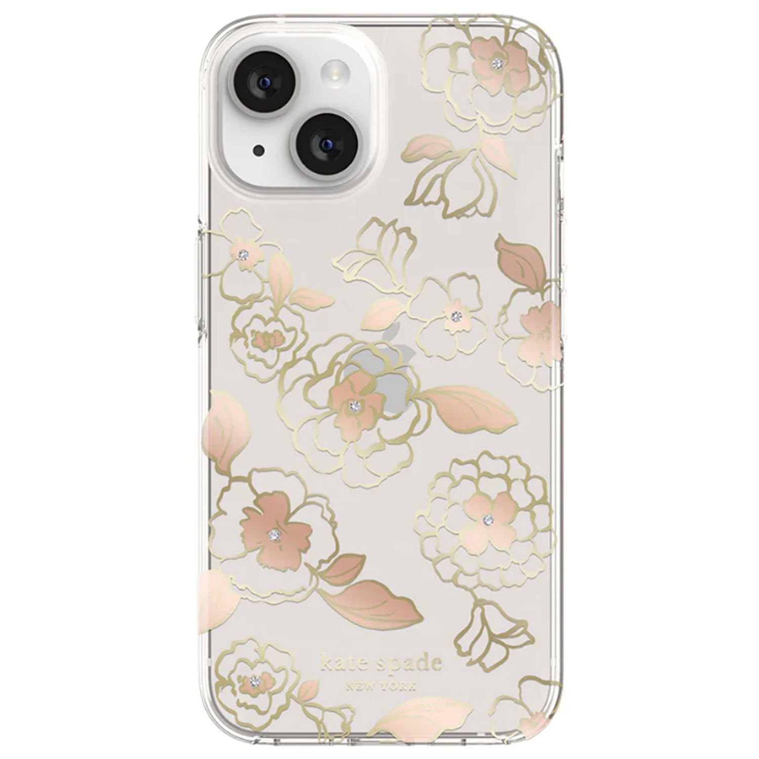 KSNY iPhone 14/15 Plus Protective Hardshell, Gold Floral/Gold Foil/Rose Gold Foi