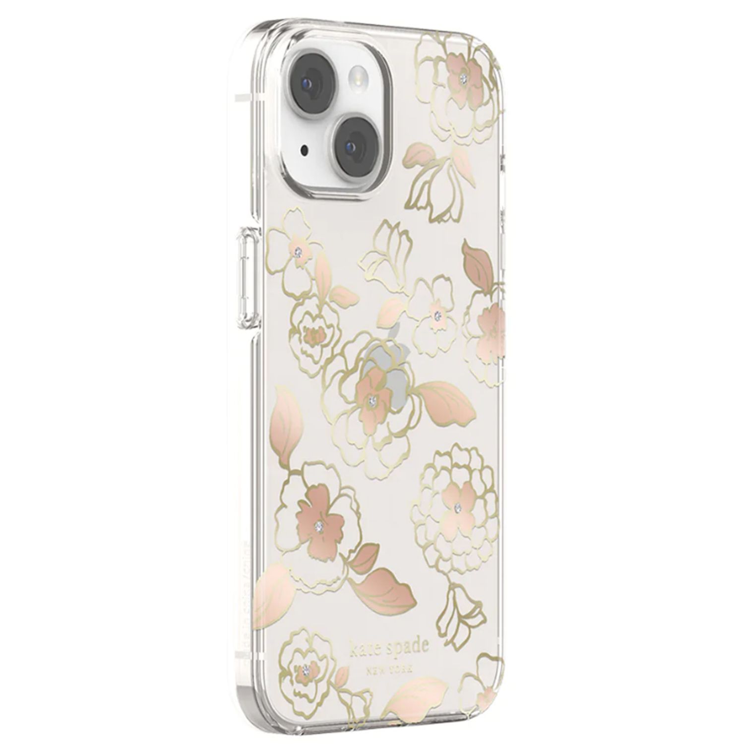KSNY iPhone 14/15 Plus Protective Hardshell, Gold Floral/Gold Foil/Rose Gold Foi