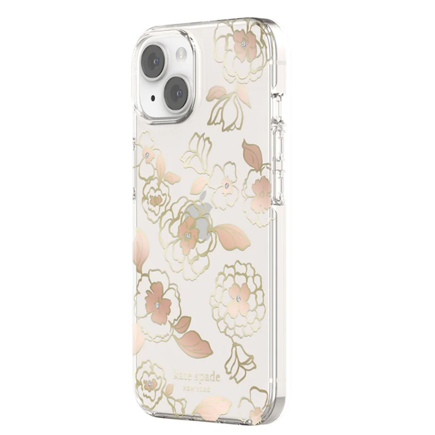 KSNY iPhone 14/15 Plus Protective Hardshell, Gold Floral/Gold Foil/Rose Gold Foi