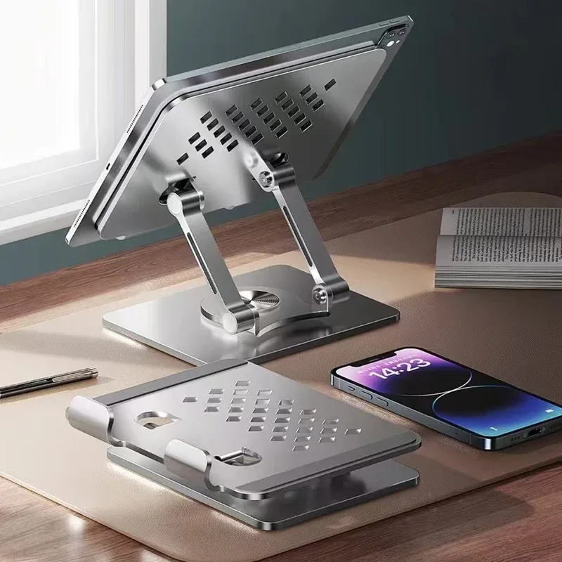 Coteci Carbon Steel Folding Rotating Pad Stand, Silver