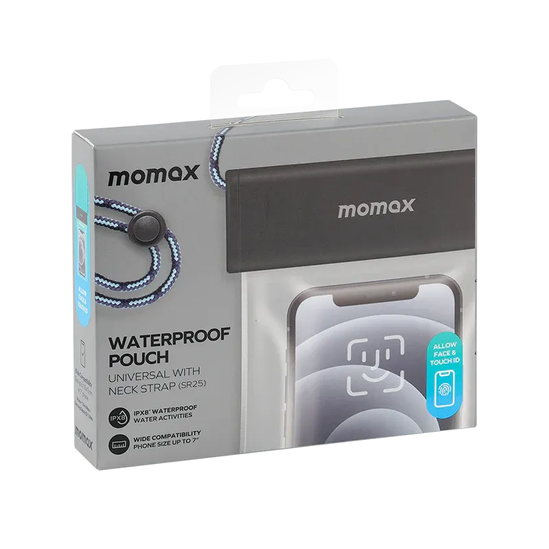 Momax SR25E Waterproof Pouch Universal with Neck Strap, Gray