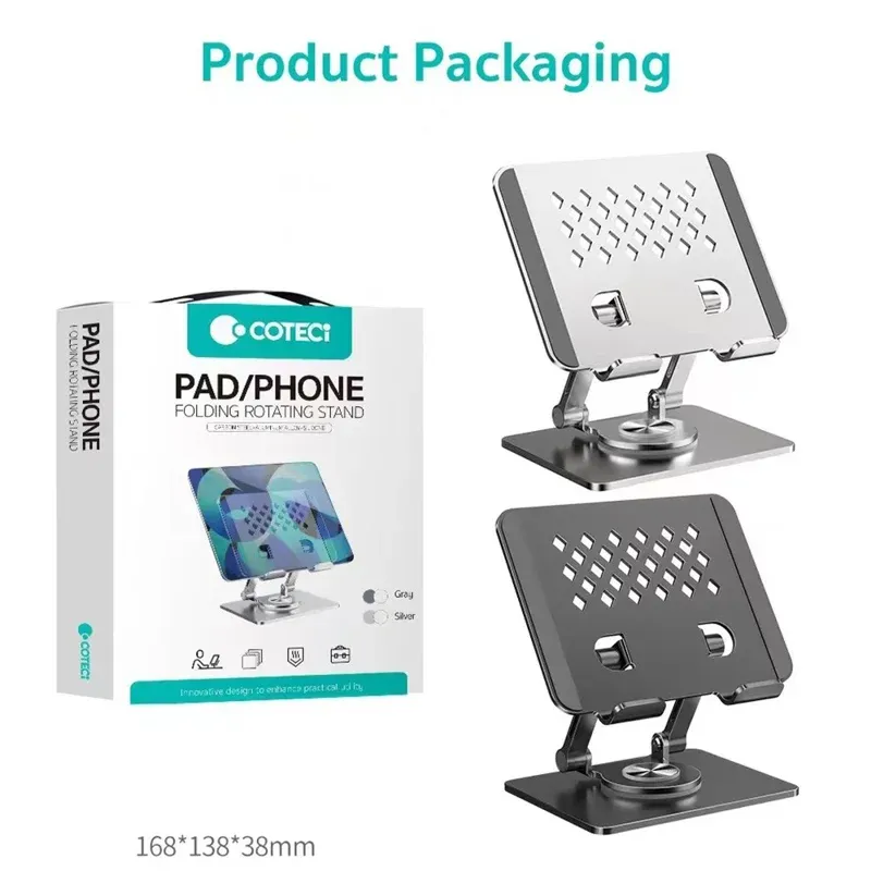 Coteci Carbon Steel Folding Rotating Pad Stand, Gray