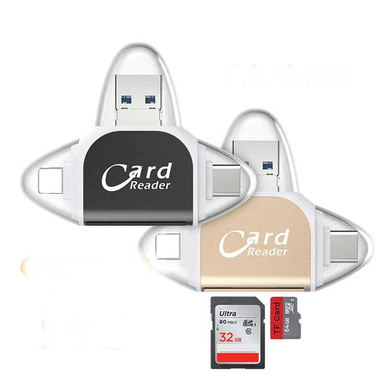 Coteci 4 in 1 Card Reader (SD+TF), Rose Gold