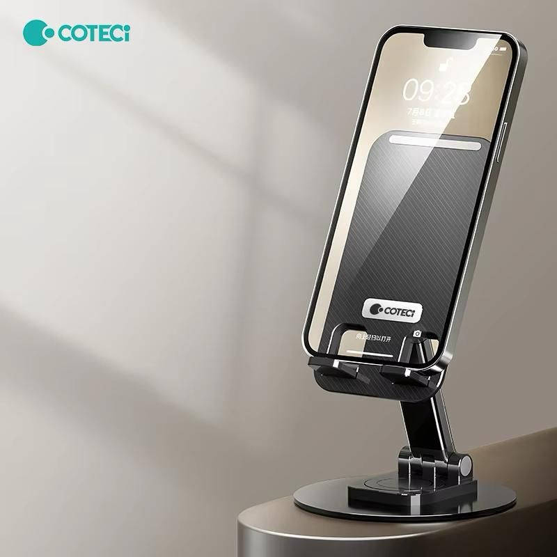 Coteci ABS+Carbon Steel Rotate the Folding Phone Stand, Black