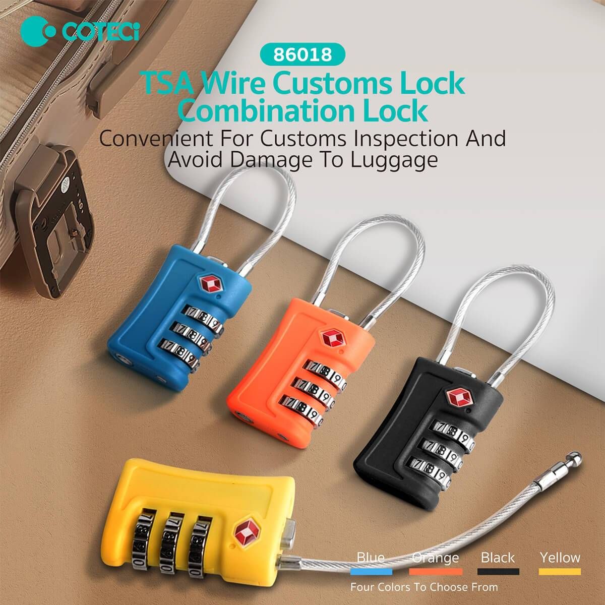 Coteci TSA Wire Combination Lock, Orange